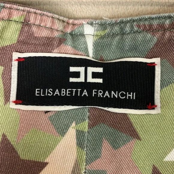 Elisabetta Franchi‎ Denim Pantalon Cargo Star Camouflage Pants Women’s size 25 - Picture 7 of 15